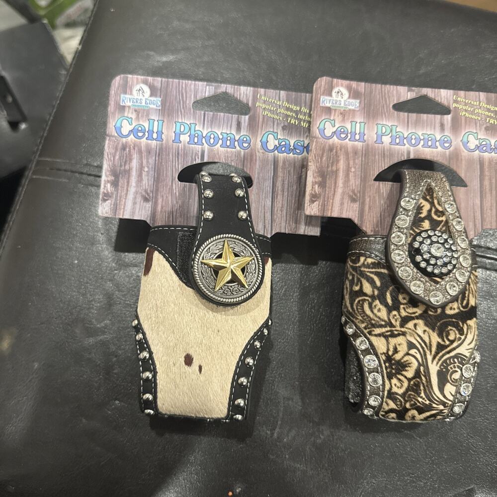 Lot of 2 Rivers Edge Western Cell Phone Cases Cowboy Rhinestone New